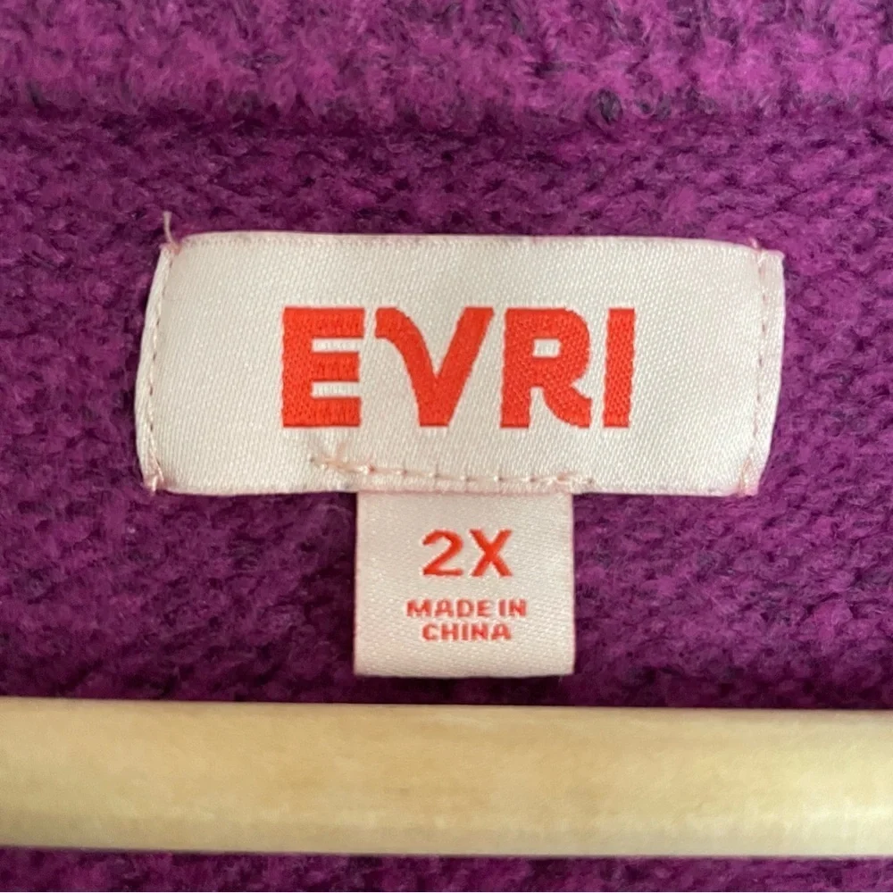 EVRI Purple Pointelle Crew Neck Long Sleeve Cozy Sweater Size 2X